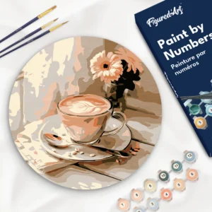 Workshoppakket schilderen op een houten schijf-koffie