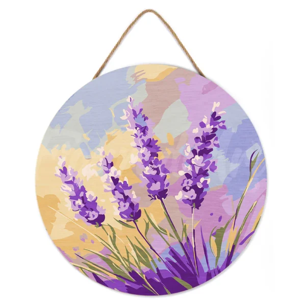 workshoppakket schilderen op een houten schijf - lavendel