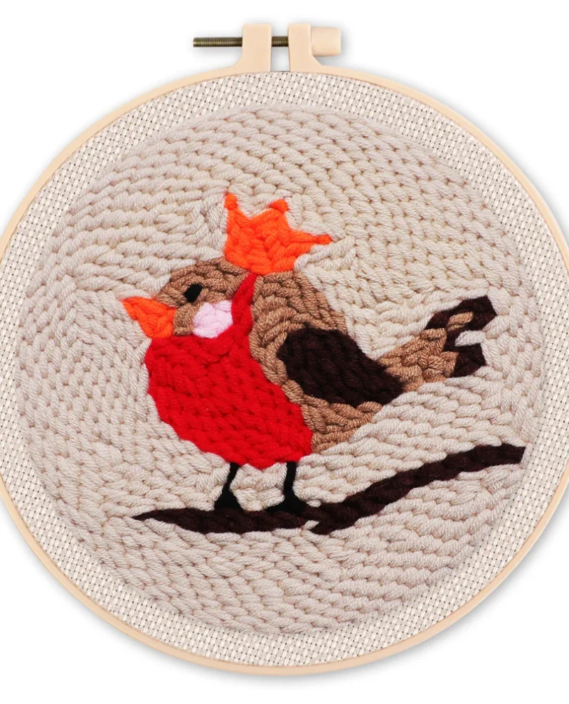 Punchneedle roodborstje - workshoppakket